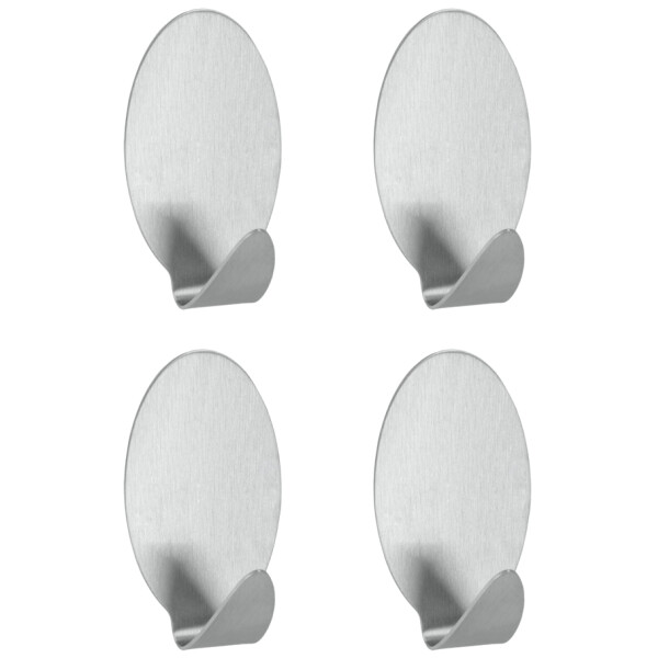 metaltex Klebehaken Lilliput, 4er Set, oval, Edelstahl