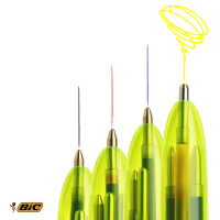 BIC Druckkugelschreiber 4 Colours Fluo, neongelb weiß