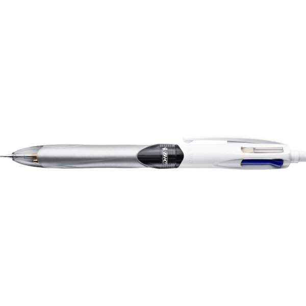 BIC Druckkugelschreiber 4 Colours 3+1 HB, grau wei&szlig;