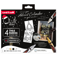 uni-ball Kreidemarker Chalk marker, 4er Weihnachtsbox SCANDI