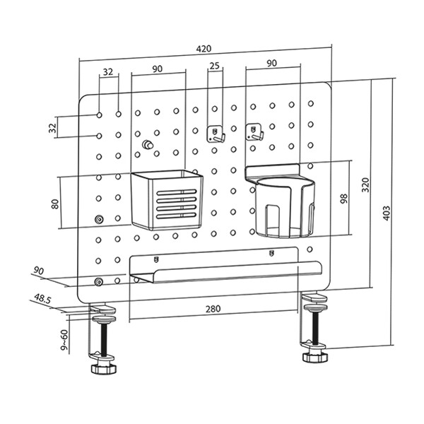 LogiLink Lochplatten-Organizer, für Klemmmontage, weiß