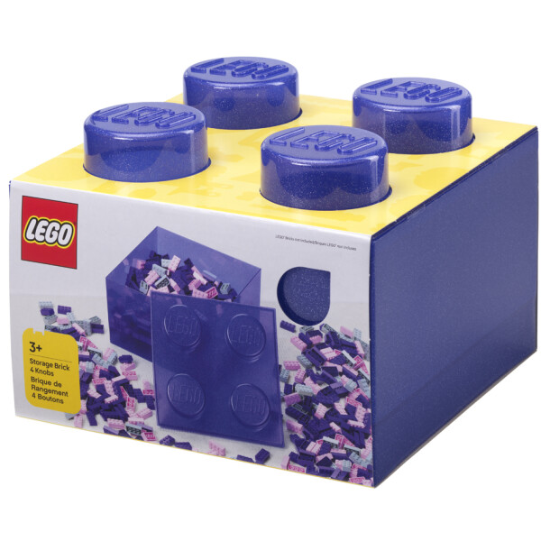 LEGO Aufbewahrungsstein STORAGE BRICK 4 GLITTER, violett