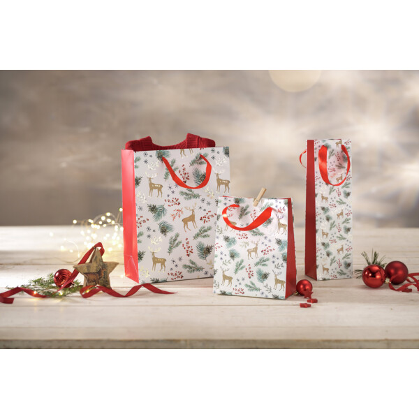 sigel Weihnachts-Geschenktüte "Christmas Motifs Watercolor"