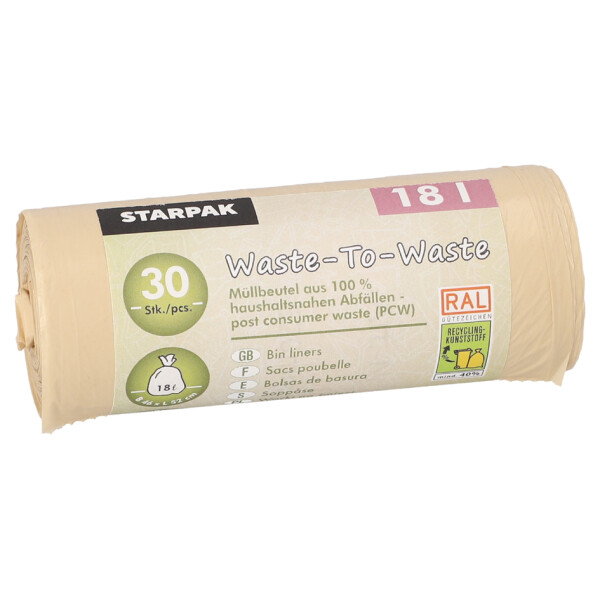 STARPAK M&uuml;lleimerbeutel "Waste-to-Waste", 18 Liter, braun