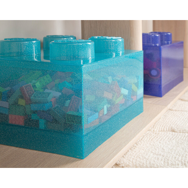 LEGO Aufbewahrungsstein STORAGE BRICK 4 GLITTER, transluzent