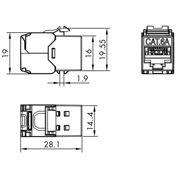 LogiLink Keystone Modul Set Kat.6A, Klasse EA, geschirmt