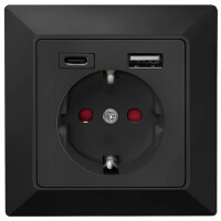 LogiLink Unterputz-Steckdose, 1x CEE 7 3, 1x USB-A, 1x USB-C