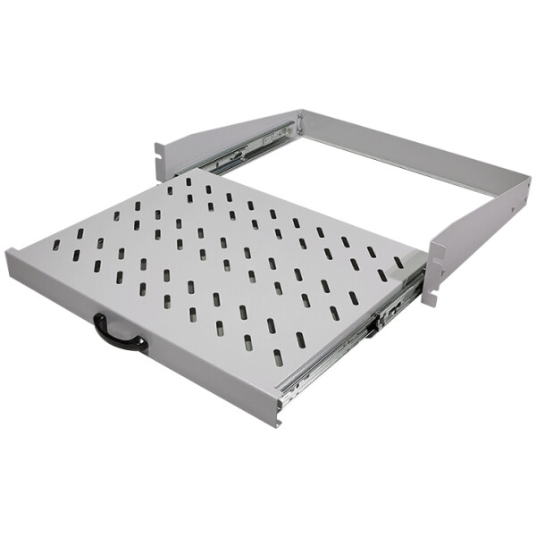LogiLink 19" Fachboden mit Griff, 2 HE, ausziehbar,lichtgrau