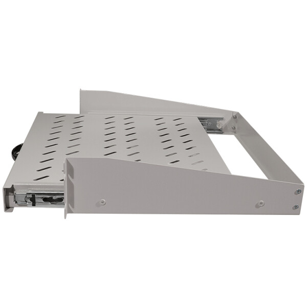 LogiLink 19" Fachboden mit Griff, 2 HE, ausziehbar,lichtgrau