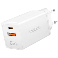 LogiLink USB-Steckdosenadapter, 1x USB-A, 1x USB-C, 65 Watt