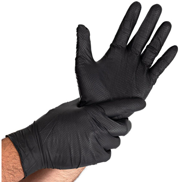 HYGOSTAR Nitril-Handschuh DIAMOND GRIP, M, schwarz
