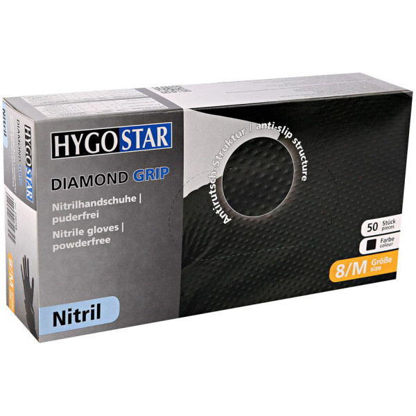 HYGOSTAR Nitril-Handschuh DIAMOND GRIP, M, schwarz