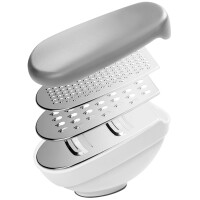 metaltex Universalreibe Trio-Box, 3 Einsätze, grau weiß
