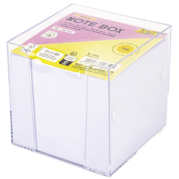 folia Zettelbox, Kunststoff, 90 x 90 mm, glasklar weiß