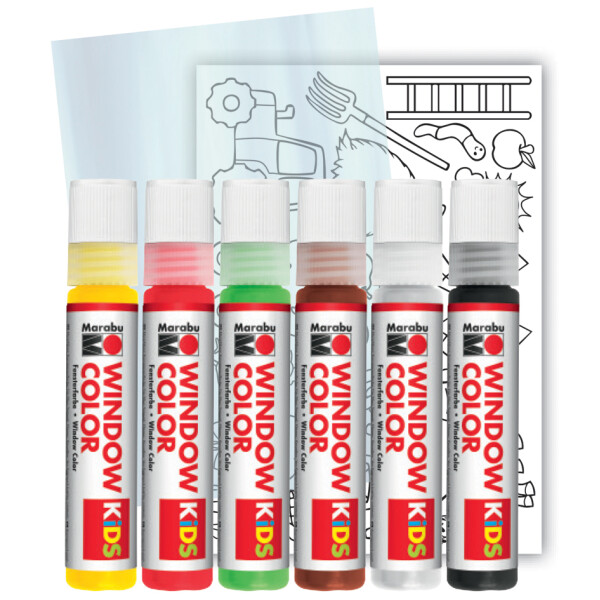 Marabu KiDS Window Color-Set "Bauernhof", 6 x 25 ml