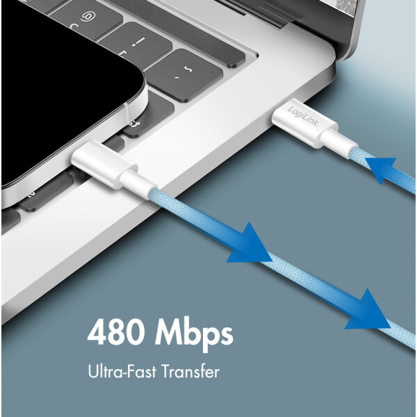 LogiLink USB 2.0 Kabel, USB-C - USB-C Stecker, 0,5 m, wei&szlig;