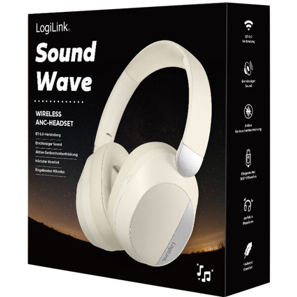 LogiLink BT 6.0 Headset SOUND WAVE, bluetoothf&auml;hig, schwarz