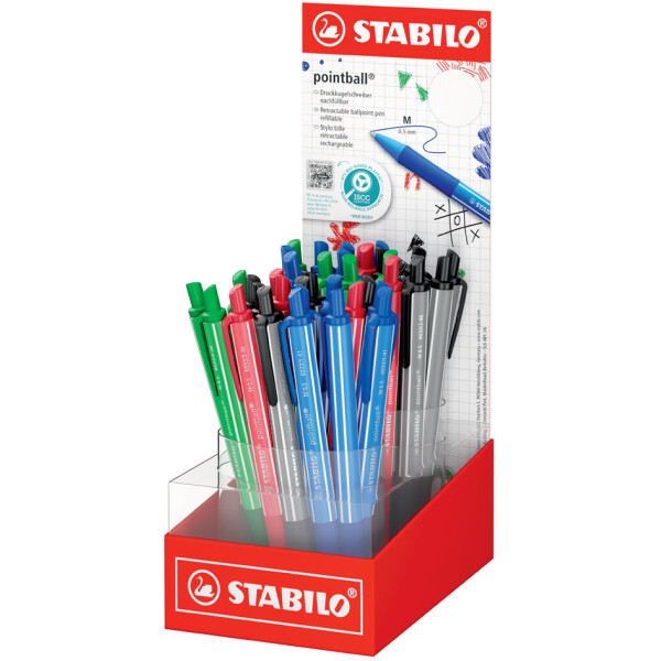 STABILO Druckkugelschreiber pointball colorful, 38er Display
