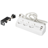 DIGITUS Steckdosenleiste, 3-fach + 3x USB, weiß