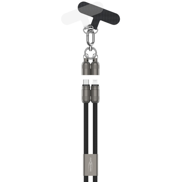 ANSMANN Smartphone Lanyard Kabel, USB-C - Lightning, rose
