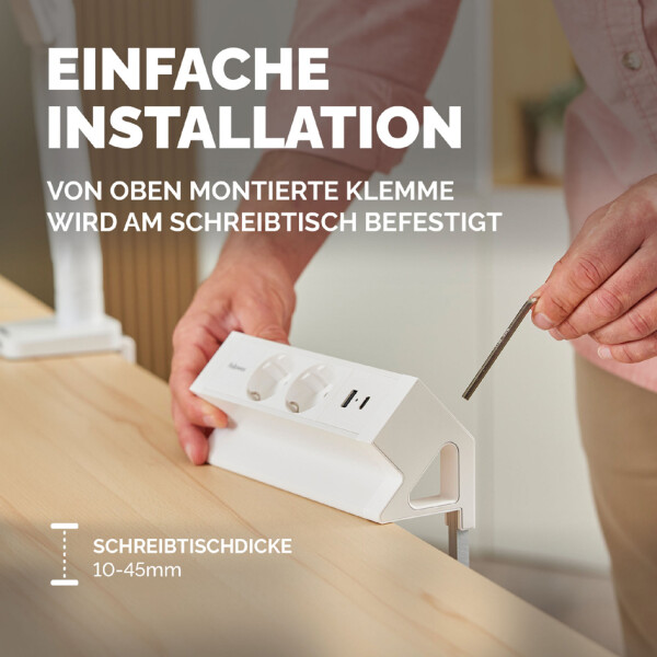 Fellowes Tisch-Steckdosenleiste Power Desk 2, Typ F, schwarz
