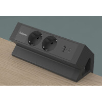 Fellowes Tisch-Steckdosenleiste Power Desk 2, Typ F, schwarz
