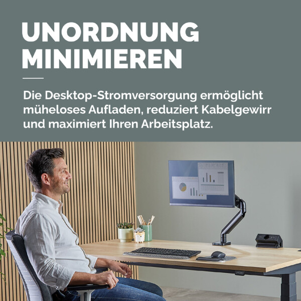 Fellowes Tisch-Steckdosenleiste Power Desk, Typ F, wei&szlig;