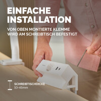 Fellowes Tisch-Steckdosenleiste Power Desk, Typ F, weiß