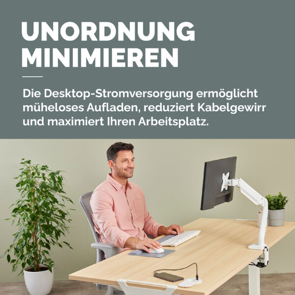 Fellowes Tisch-Einbausteckdose Power Spot, Typ F, weiß