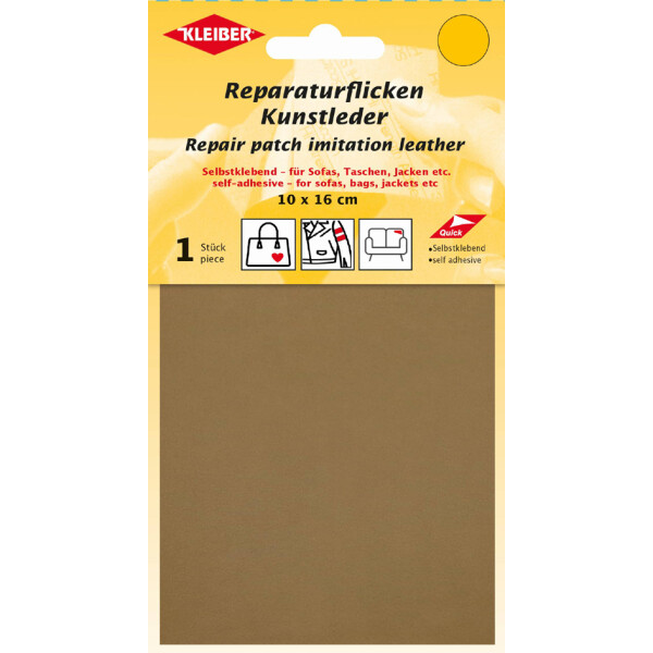KLEIBER Kunstleder-Flicken, selbstklebend, hellbraun