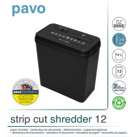 pavo Aktenvernichter Stripcut 12, Streifen 6 mm, schwarz