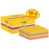 Post-it Haftnotizen super sticky notes, 47,6 x 47,6 mm, 18+6