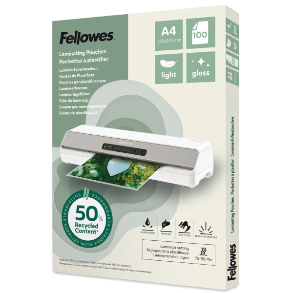 Fellowes Laminierfolientasche, DIN A4, gl&auml;nzend, 160 mic