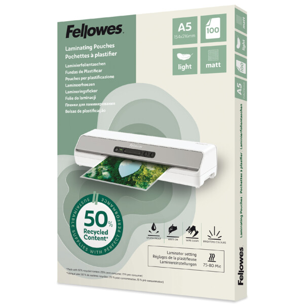 Fellowes Laminierfolientasche, DIN A6, matt, 160 mic