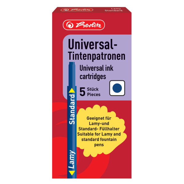 herlitz Gro&szlig;raum-Tintenpatronen, k&ouml;nigsblau, l&ouml;schbar