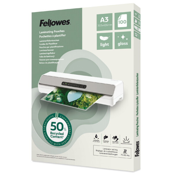 Fellowes Laminierfolientasche, DIN A3, gl&auml;nzend, 160 mic