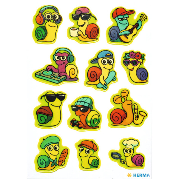 HERMA Sticker MAGIC Lustige Schnecken, Neon-Farben