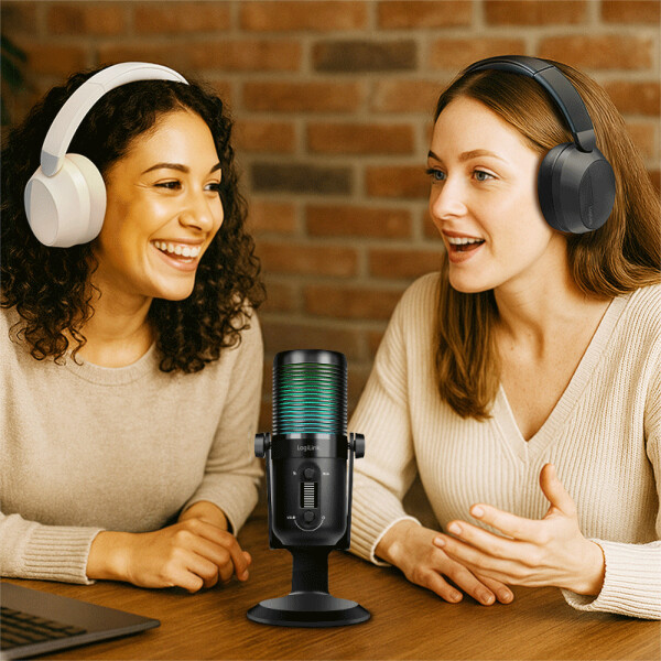 LogiLink USB Mikrofon mit RGB-Licht,Cardioid omnidirektional