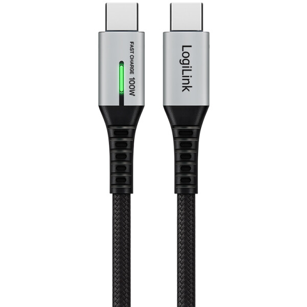 LogiLink USB 3.2 Kabel mit LED, USB-C - USB-C Stecker, 0,3 m