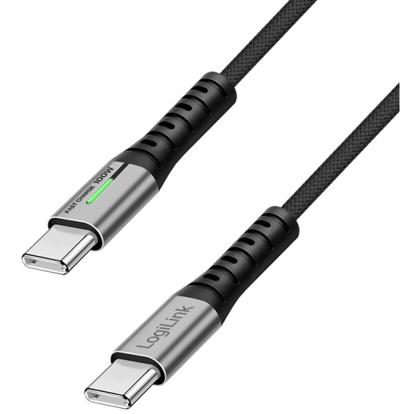 LogiLink USB 3.2 Kabel mit LED, USB-C - USB-C Stecker, 0,3 m