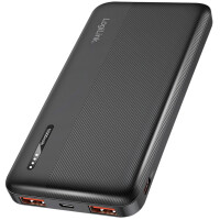LogiLink Powerbank, 10.000 mAh, 2x USB-A, 2x USB-C, schwarz