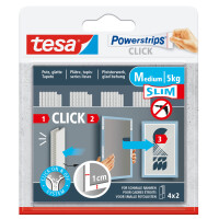 tesa Powerstrips CLICK Klettstreifen MEDIUM Slim, weiß