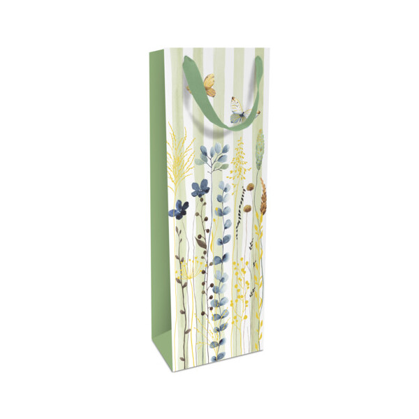 BRAUN+COMPANY Flaschentragetasche Blumenwiese, 36 x 12 x 8 cm, grün