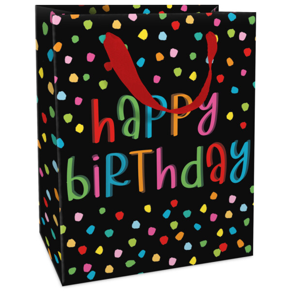 BRAUN+COMPANY Geschenktragetasche Geburtstag, 15 x 12 x 6 cm, schwarz bunt 1581-26014