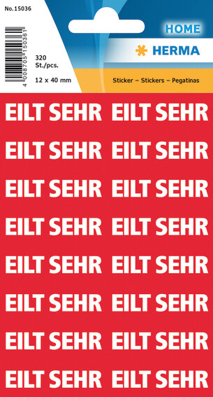 HERMA Textetiketten "EILT SEHR", 12 x 40 mm, rot weiß