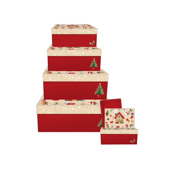 BRAUN+COMPANY Weihn.Geschenkkarton My little House BRAUN + COMPANY 1480-25511 6tlg Flach
