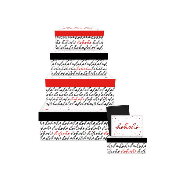 BRAUN+COMPANY Weihn.Geschenkkarton Hohoho rot schwarz BRAUN + COMPANY 1480-25509 6tlg Flach