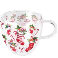 AMBIENTE Weihnachts-Teeglas Weihnachtsstrümpfe, 0,2l