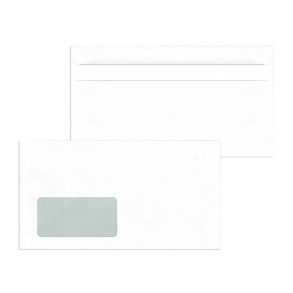 MAILMEDIA Briefumschlag Kompakt mit Fenster, 235 x 125 mm, 75g m², selbstklebend, weiß 30005432
