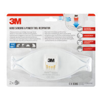 3M Atemschutzmaske Aura™ Partikelmaske für Elektrowerkzeugarbeiten, FFP2, 2er Pack 9322-2